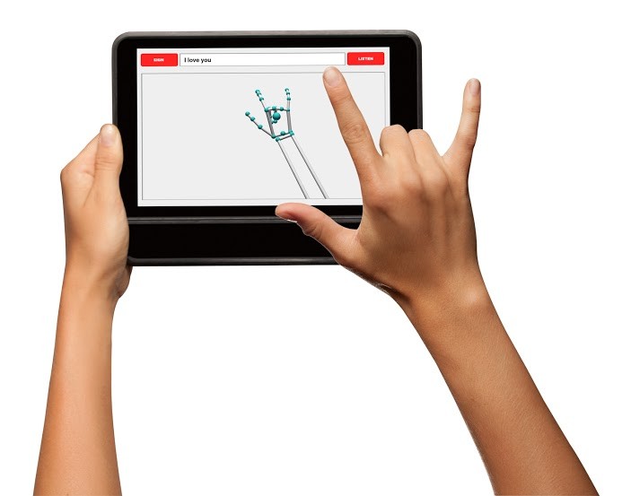 UNI sign language to speech device by MotionSavvy